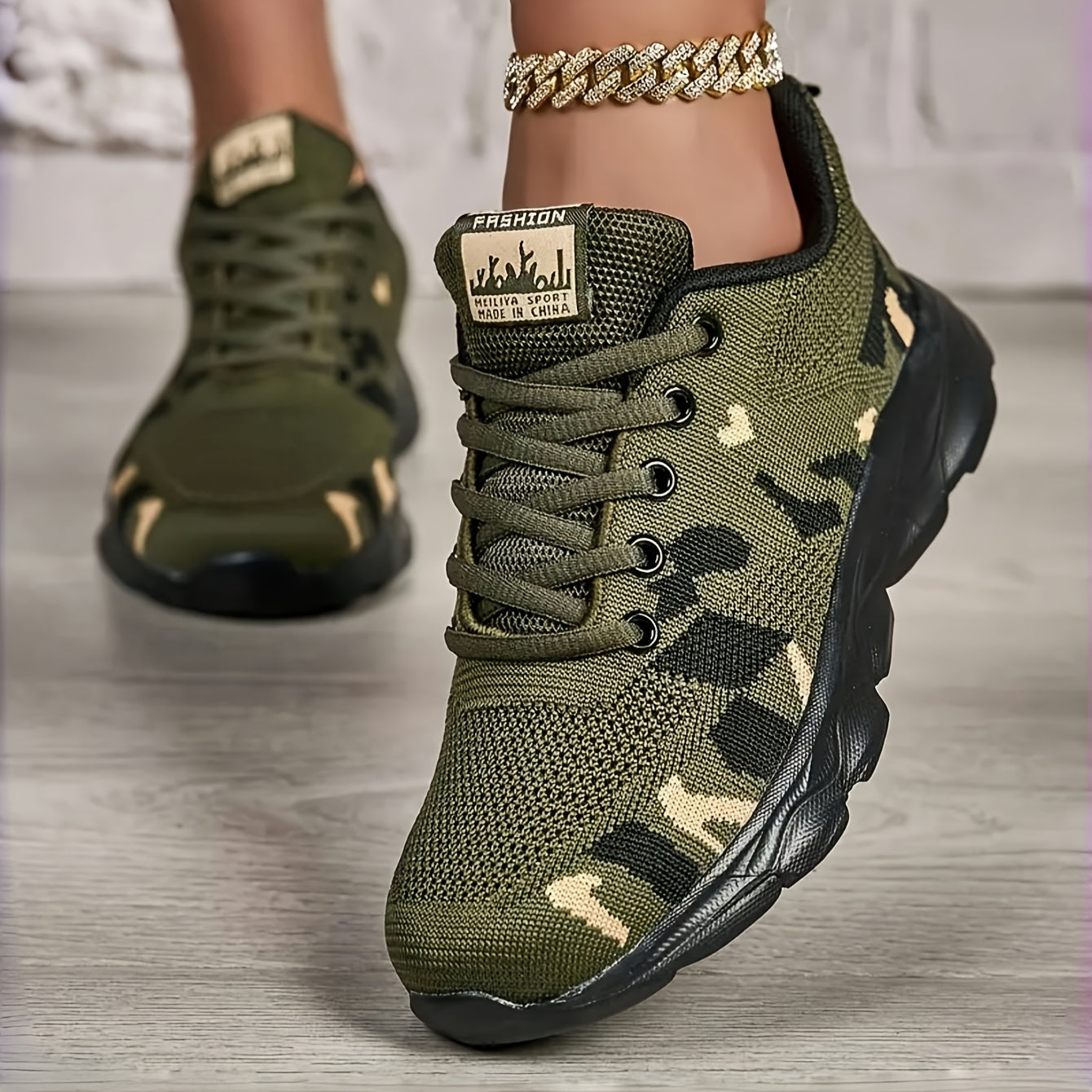 Women Camouflage Mesh Sneakers Lightweight EVA Sole Casual Running Shoes