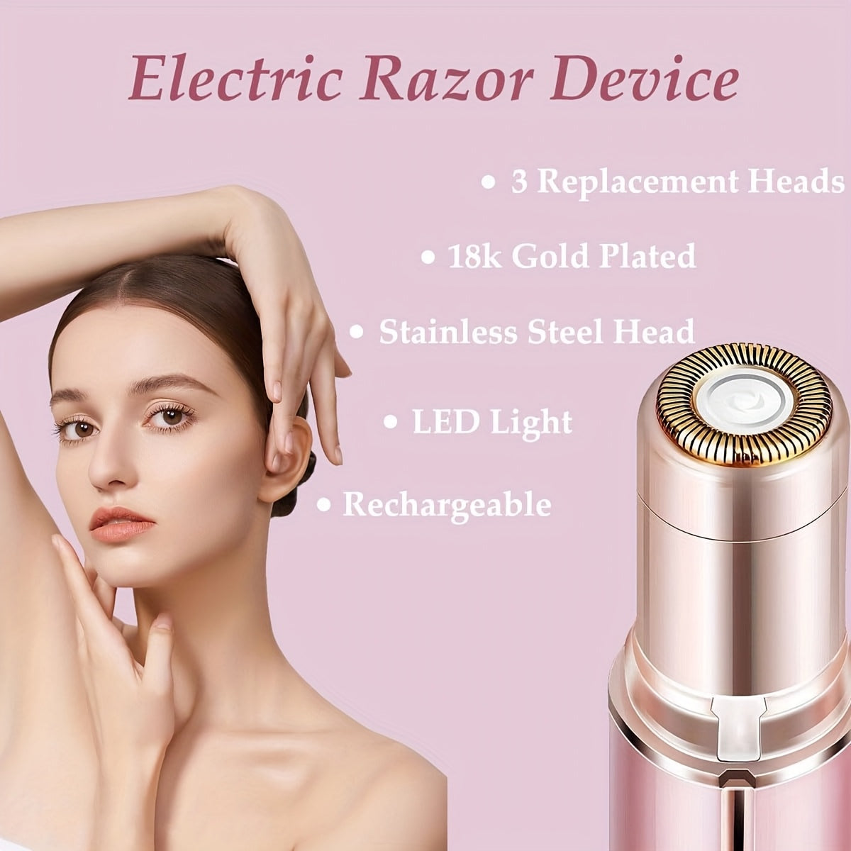 Removedor de vello facial para mujeres mini eléctrico sin dolor con luz LED