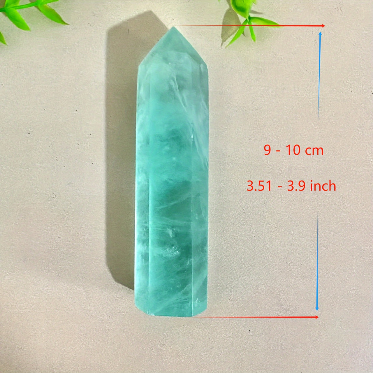 Torre obelisco de cristal de fluorita verde con detalles de rhinestones para decoración de hogar y oficina