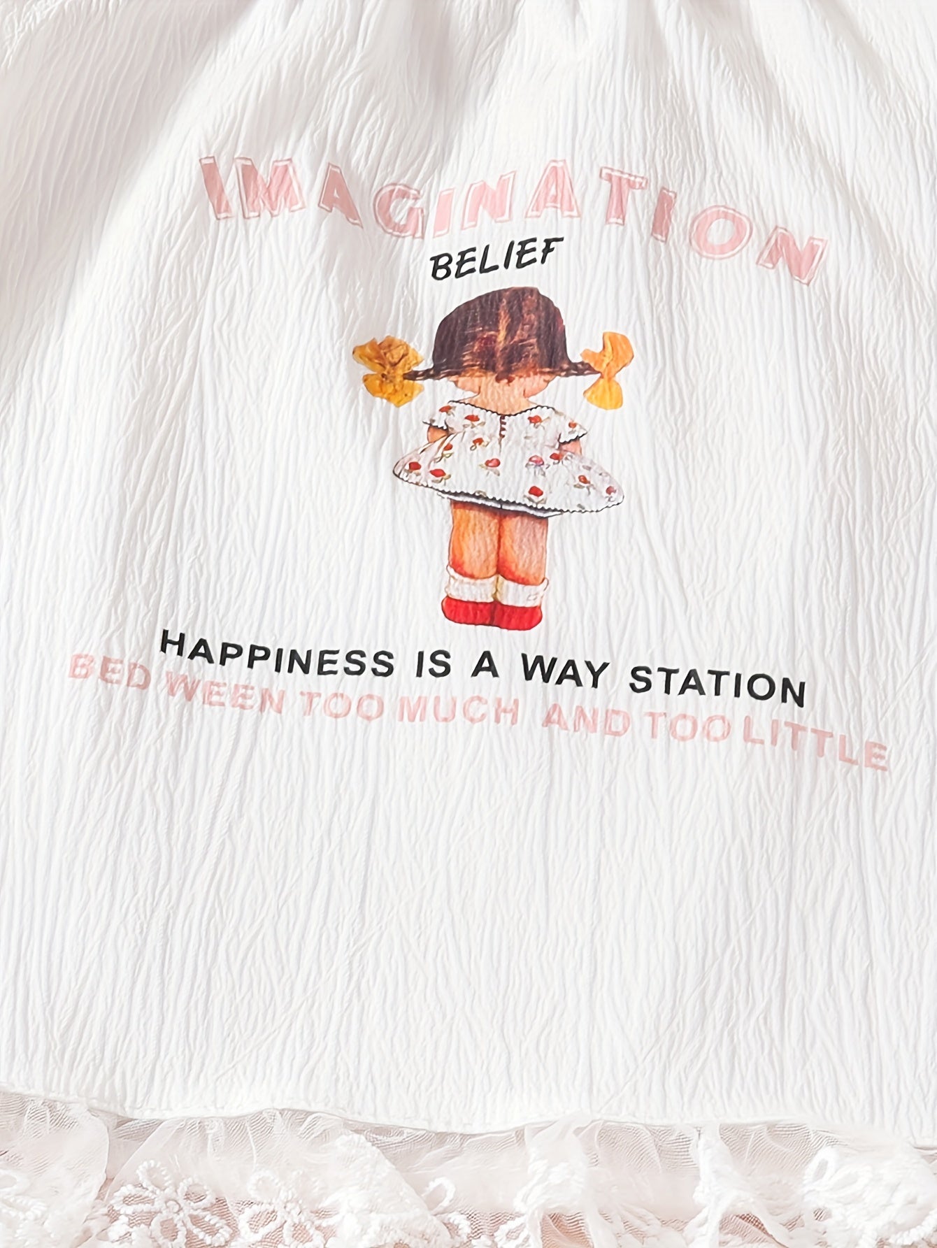 Girls Summer Outfit Set with Lace-Trimmed Top and Faux Denim Pants for Casual Outdoor Wear