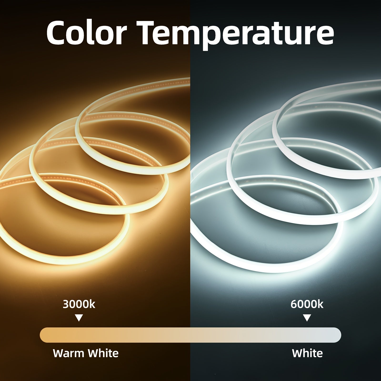 High-Brightness COB LED Strip Lights 288 LEDs/m White Warm White Flexible Outdoor Decor