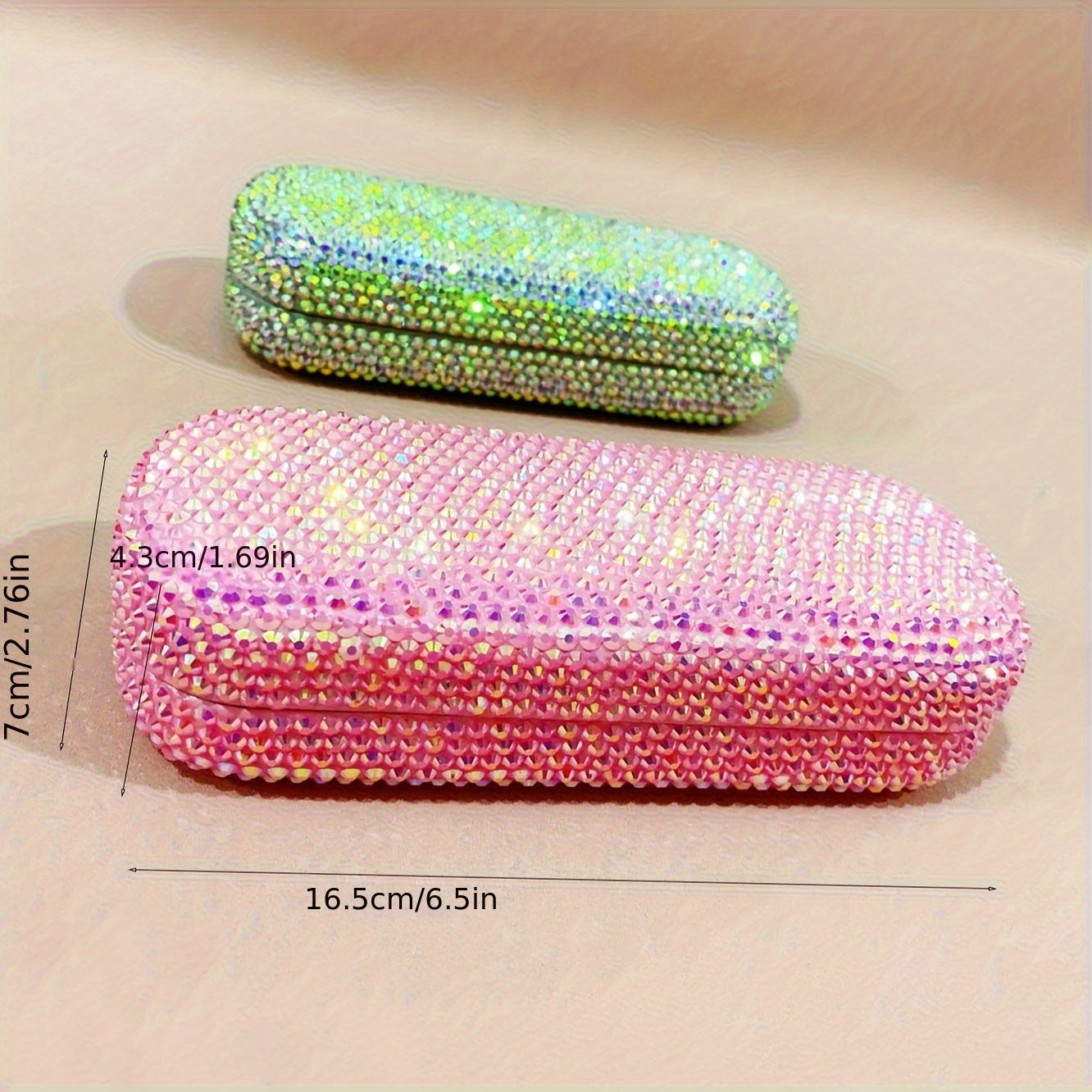 Stylish Faux Leather Glasses Case with Sparkling Diamond Embellishments