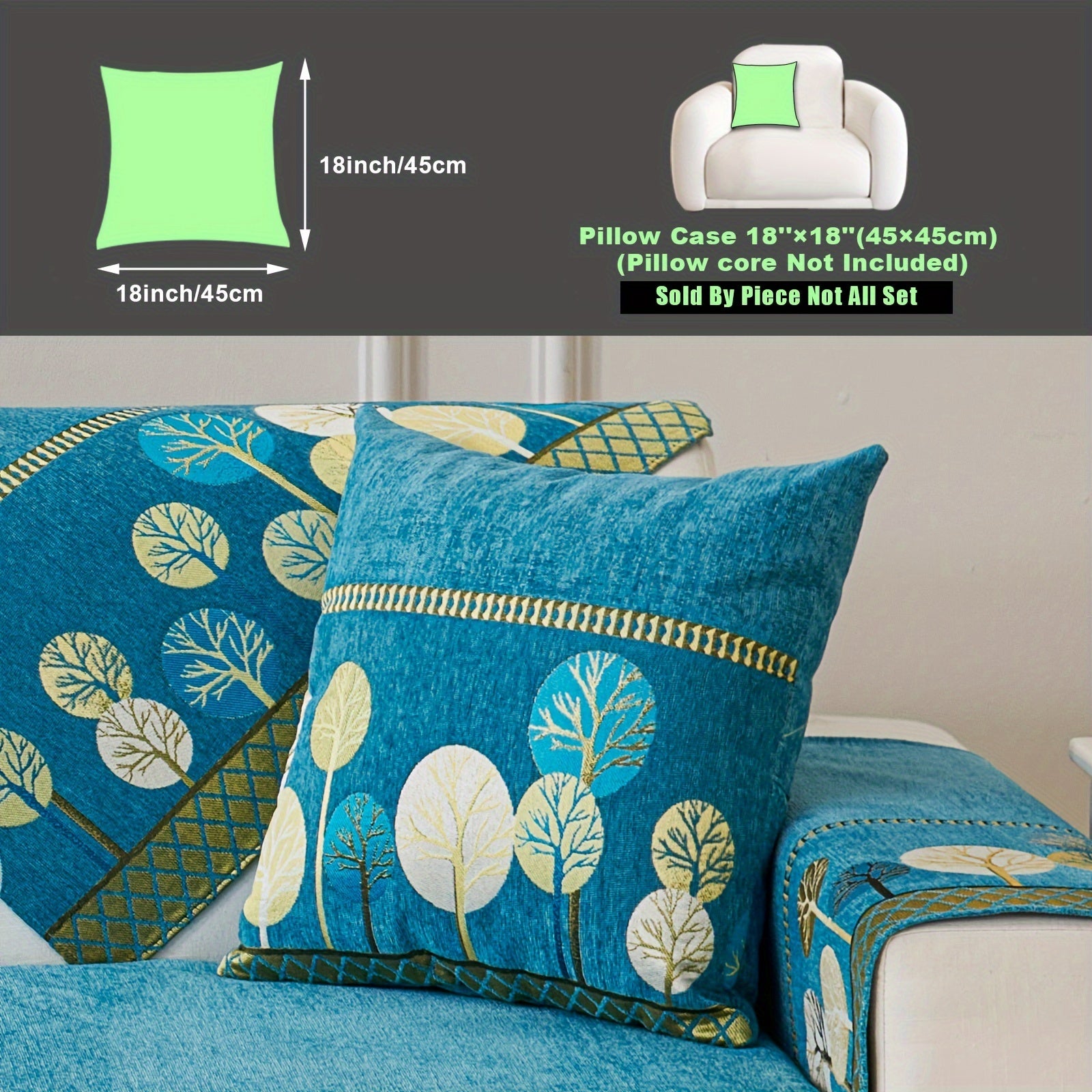 Bohemian Style Sofa Cover with Moonlight Forest Tree Pattern Non-Slip Machine Washable for Single to Quadruple Seat Sofas