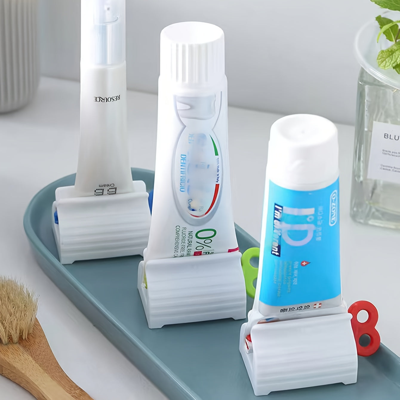 Red Toothpaste Squeezer Dispenser Automatic Bathroom Accessory