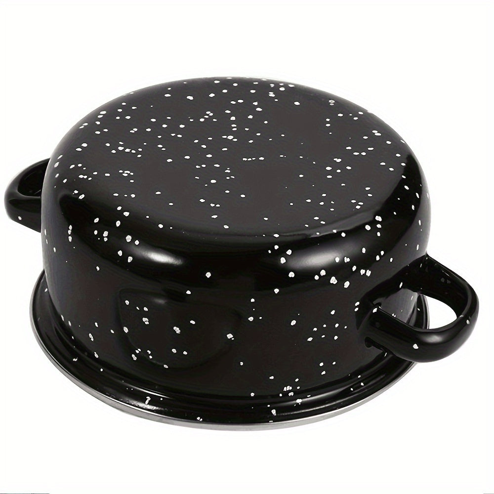 Enamel Cookware Set with Glass Lids, 6-Piece Lightweight Pots for Versatile Cooking