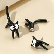 Ayollar uchun qora mushuk stud uzuklar, zink alloy, hayvonlar, mushukchalar, to'y uchun zargarlik buyumlari