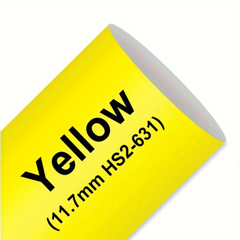 Heat Shrink Tubing Label for Wire Cable Black on Yellow 11.7mm 1.5m