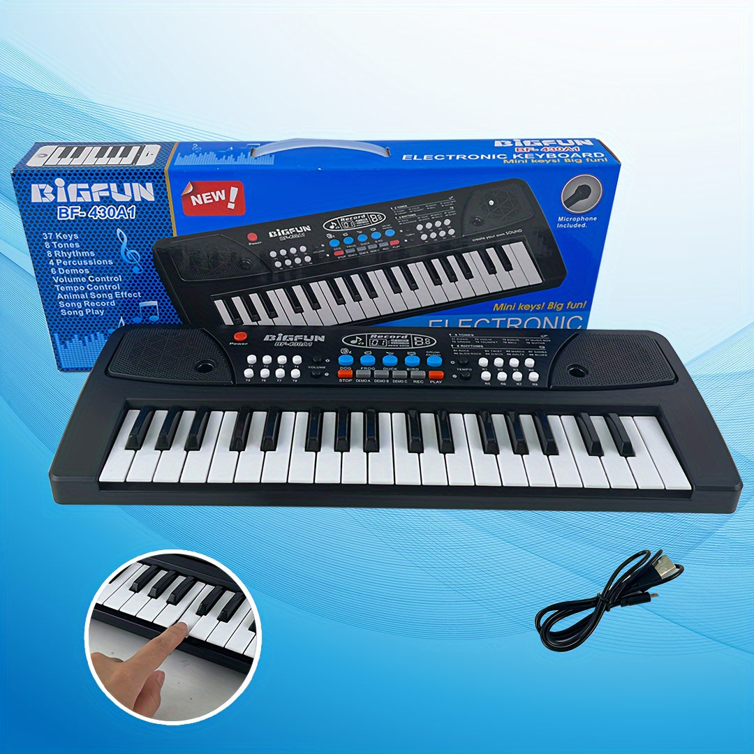 37-Key Digital Piano Keyboard with Microphone for Beginners and Music Education Battery-Powered Interactive Learning