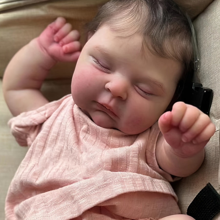 Realistic 19-Inch Reborn Baby Doll with Cloth Body and Toy Accessories Pink