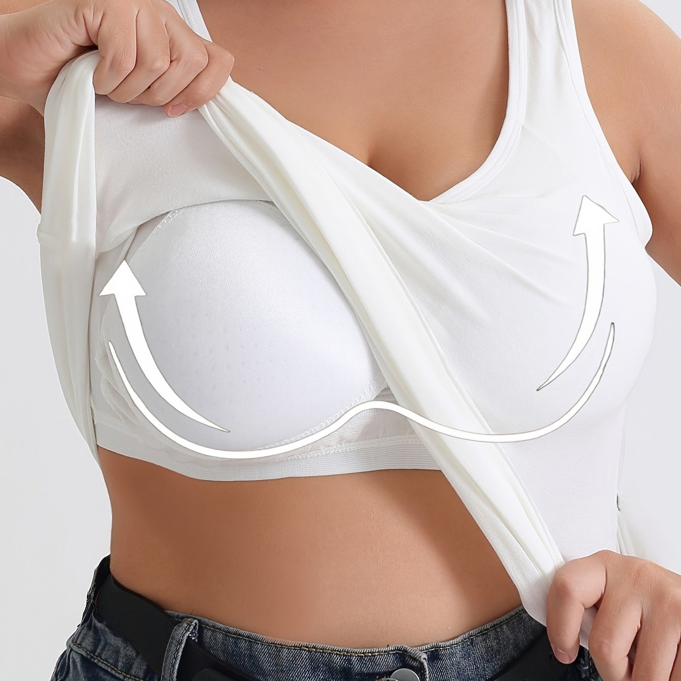 Plus Size Women's Soft Stretch Cami Top with Built-In Bra Pads