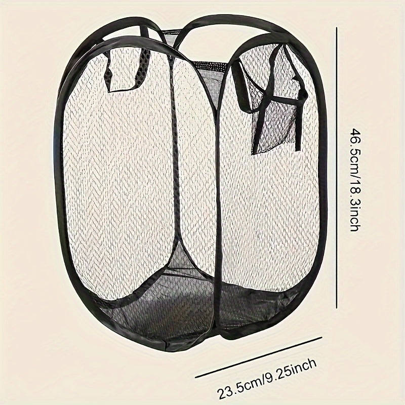 Gran cesta de malla para ropa sucia con asas, contenedor de almacenamiento plegable para ropa sucia