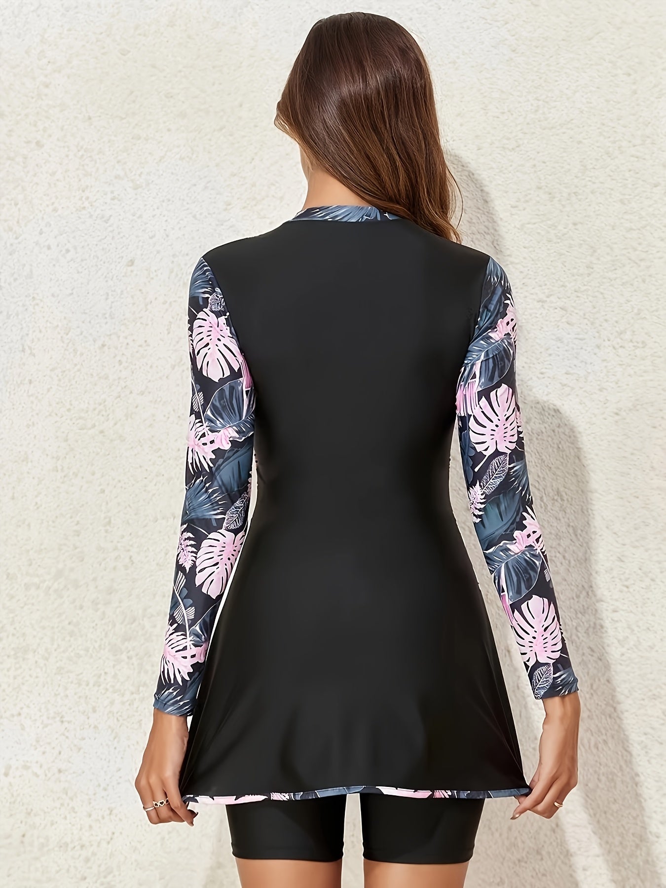 Women's Floral High Stretch Split Leg Swimsuit with Skirt for Surfing