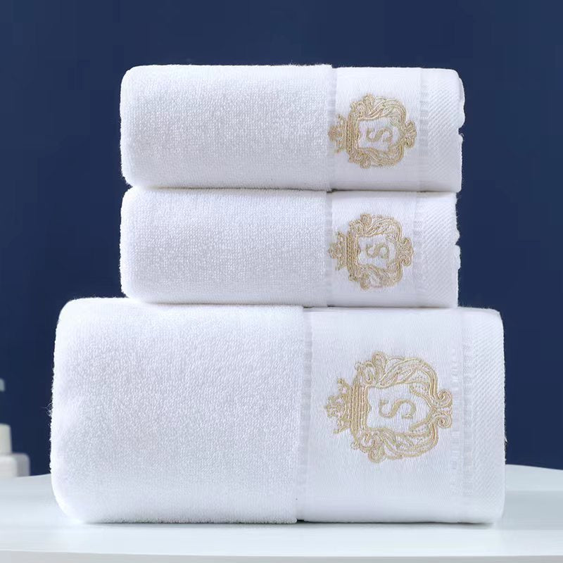 3-Piece Cotton Bath Towel Set White Large 71x140cm for Home Hotel Use