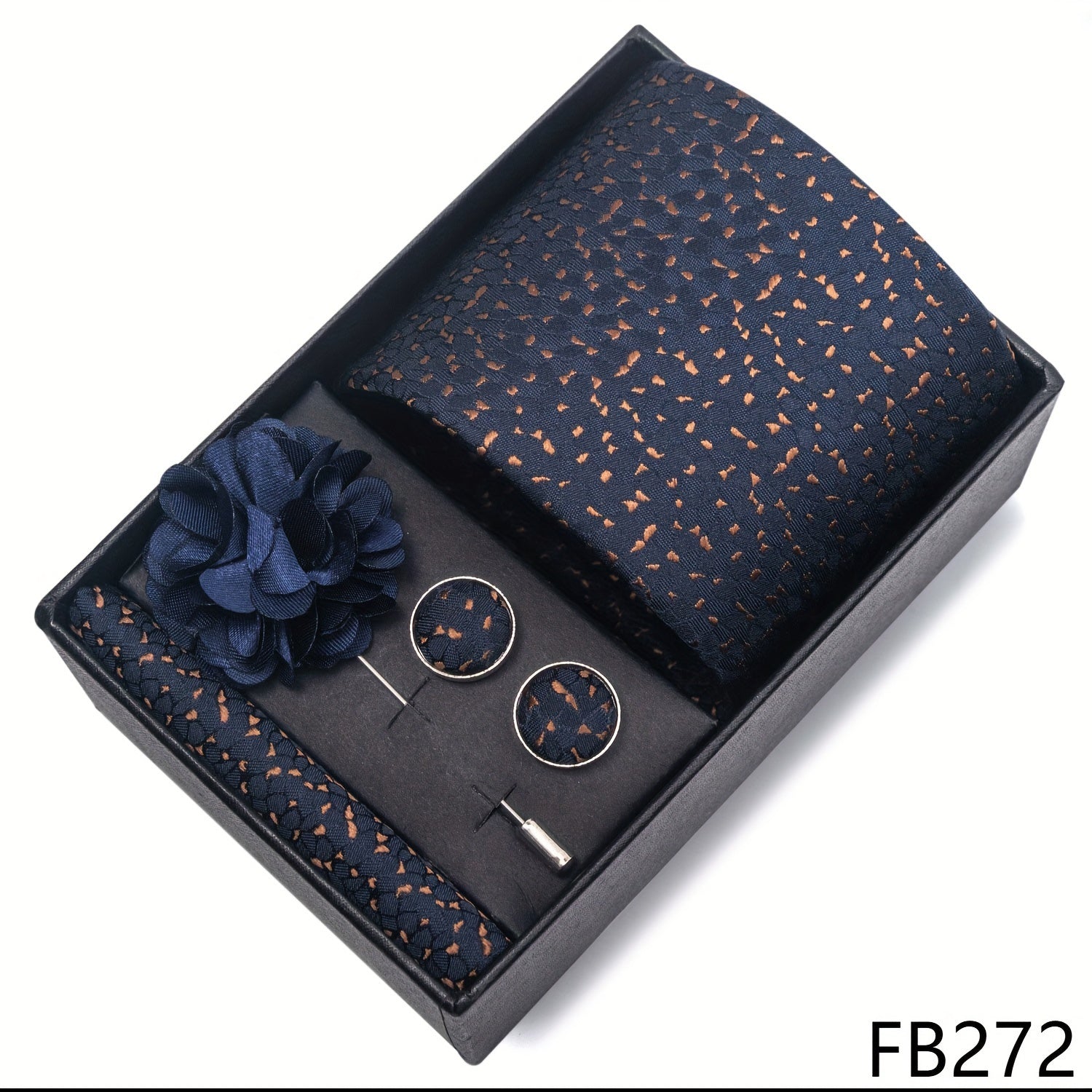 Men's Fashion Tie Set with Striped and Paisley Neckties, Pocket Square, Cufflinks, Lapel Pin in Gift Box for Business and Weddings