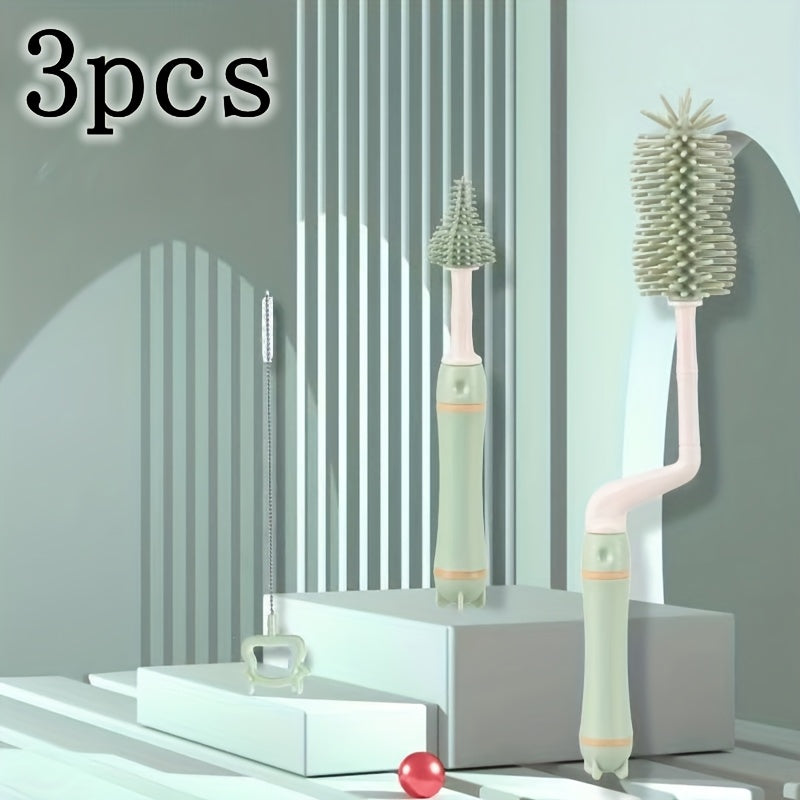 Set of 3 Soft Silicone Food Containers with Cleaning Brush for Feeding and Storage