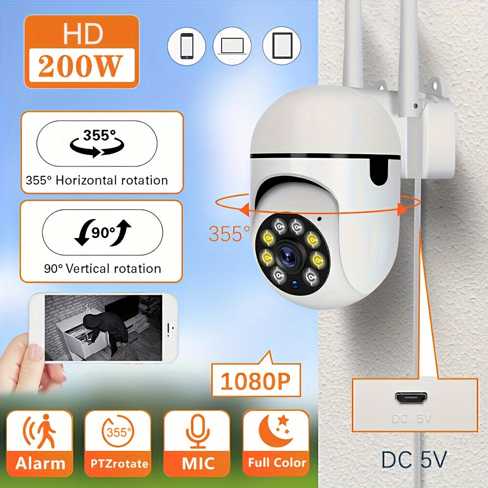 HD WiFi xavfsizlik kamerası 1080P kechqurun ko'rish 355° keng burchak ikki tomonlama interkom