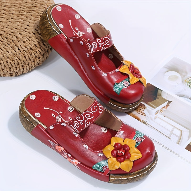 Women's Floral Wedge Shoes Lightweight Closed-Toe Slip-Ons for Spring