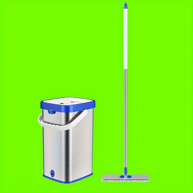 Noxush po'latdan yasalgan aylanuvchi mopu va chelak to'plami - yuvish uchun qo'l ishlatishga hojat yo'q, yashash xonasi, yotoqxona, ochiq joylar, hammom va terasta uchun ideal.