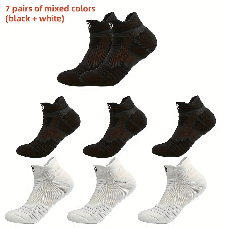 Men's Athletic Compression Socks 5 Pairs Breathable Sweat-Wicking Polyester Gray Black White
