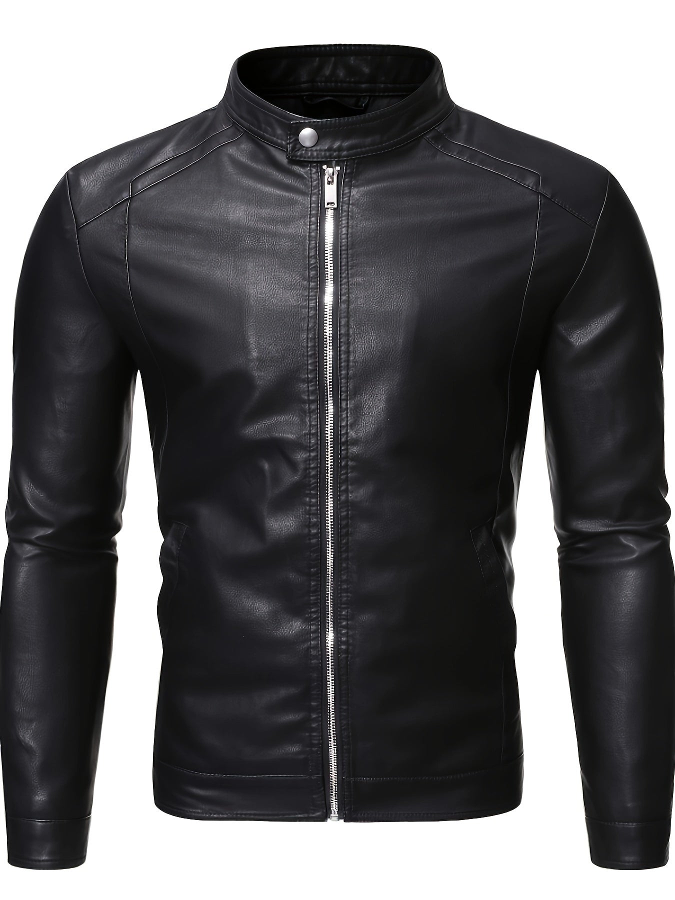 Men's Solid Color Knit Jacket with Stand Collar Zipper Closure for Cycling