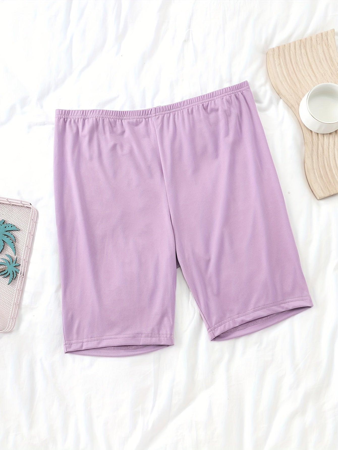 Pantalones cortos de dormir casuales para mujer de talla grande, color sólido, con cintura elástica, ropa de descanso