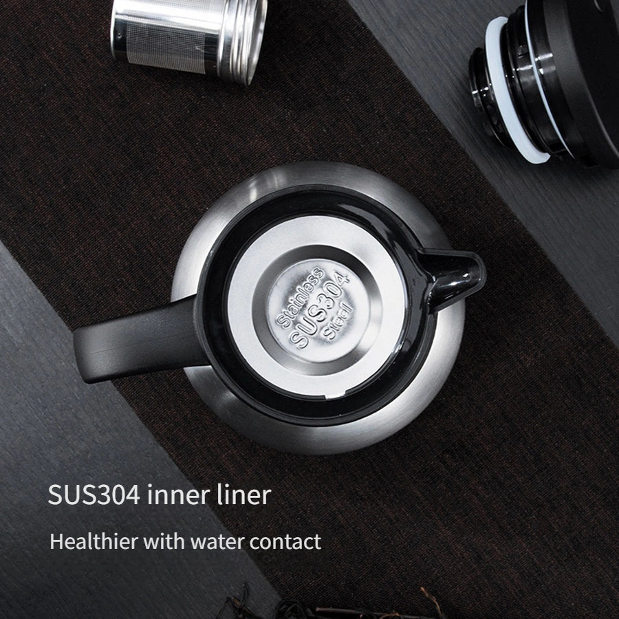 Juego de cafetera de acero inoxidable con tetera, botella térmica y tazas para restaurante y hotel