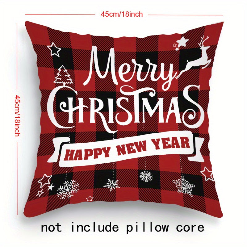 Набор из 4 наволочек с рождественской тематикой с различными дизайнами, 45.72 см X 45.72 см.