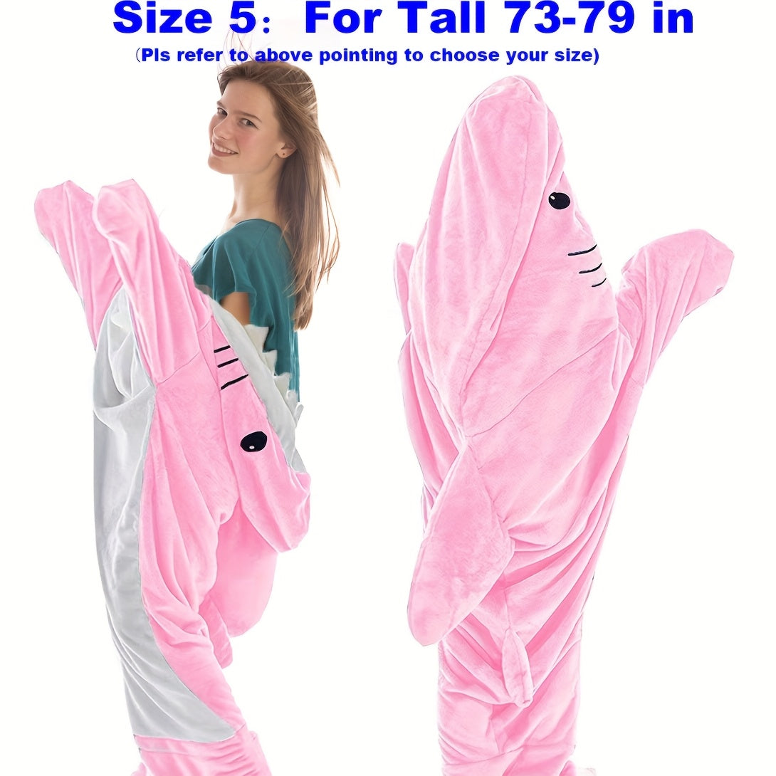 Kids Shark Hoodie Blanket Cozy Flannel Sleep Sack Blue