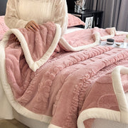 Bohemian Style Winter Plush Fleece Blanket Embossed Velvet Flannel Thick Bedspread