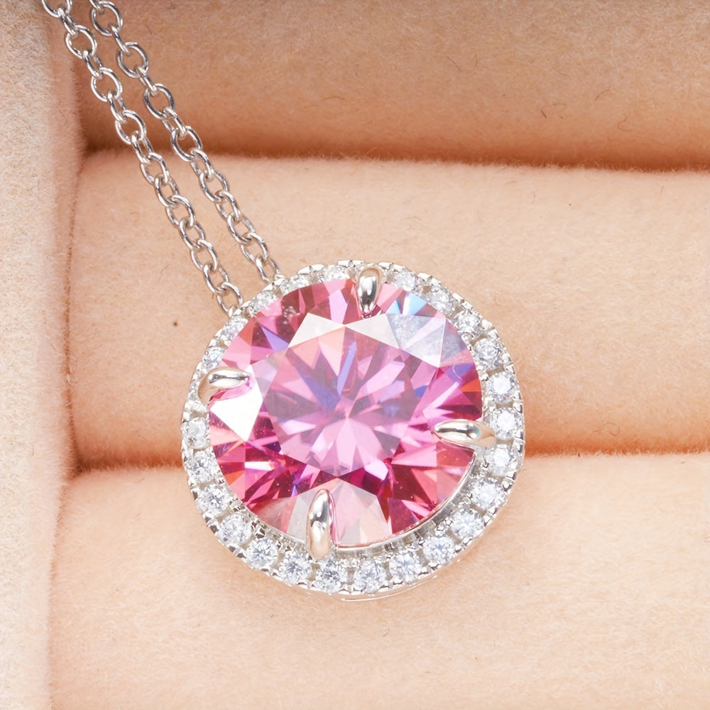 Unisex Moissanite Pendant Necklace 5ct Red Gold S925 Silver Engagement Gift