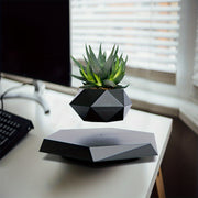 Magnetic Levitating Mini Rotating Flower Pot Black Floating Plant Pot for Office Home Garden