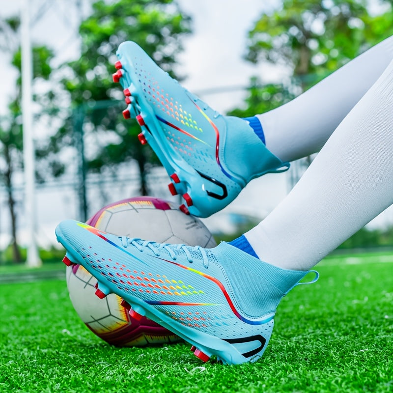 Men's Lightweight Solid Color Soccer Cleats with Faux Upper Rubber Sole for Training and Sports