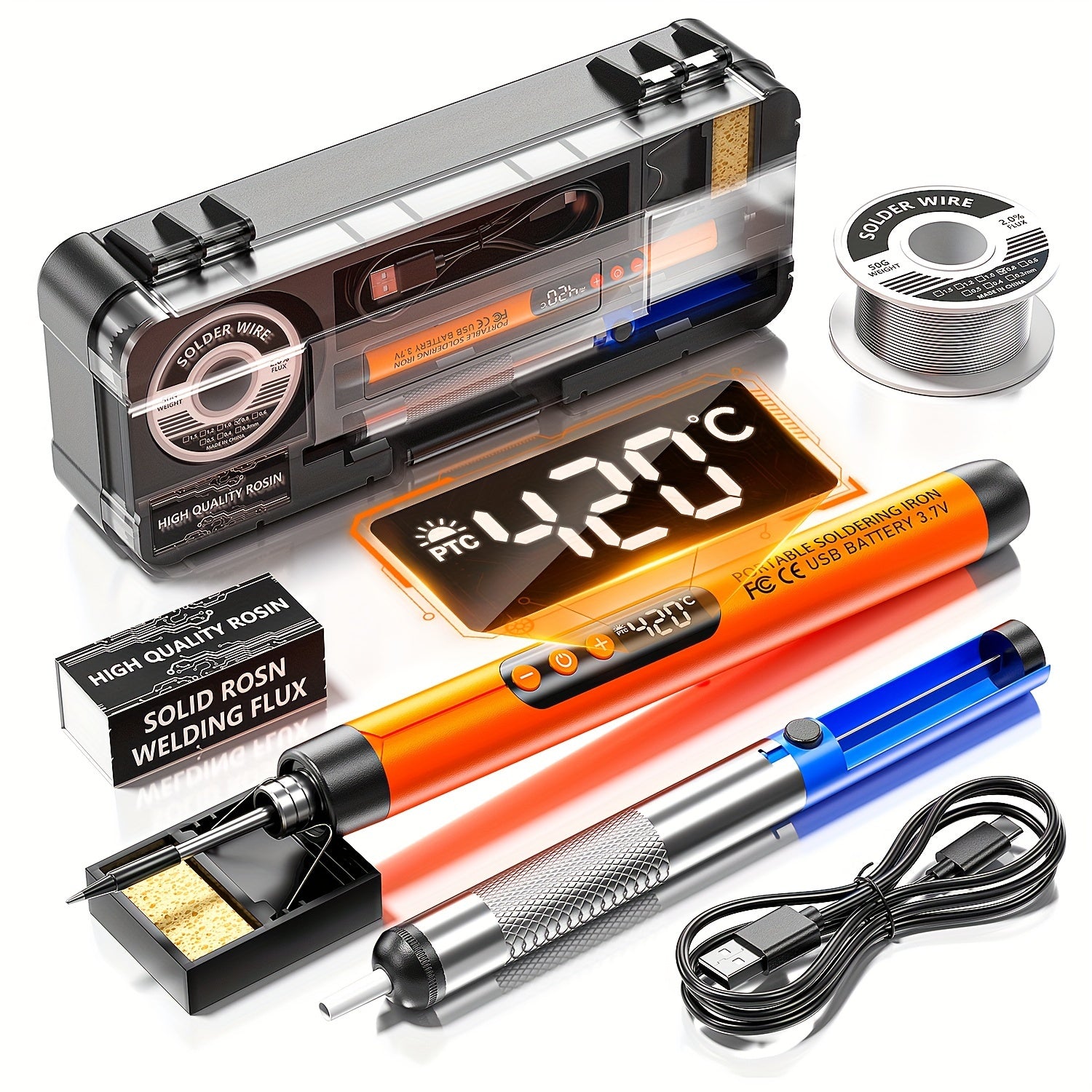 Wireless Soldering Kit with Digital Display USB Rechargeable Battery Multi-Temperature Control