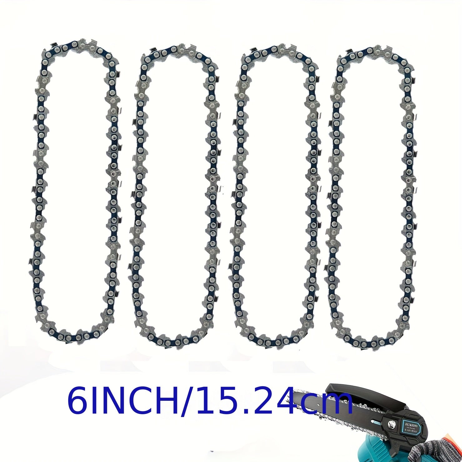 High-Carbon Steel Mini Chainsaw Chain 15.24cm Replacement for Cordless Electric Chainsaws