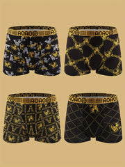 Men's Boxer Briefs Breathable Polyester Blend with Gold Chain Print Casual Fit