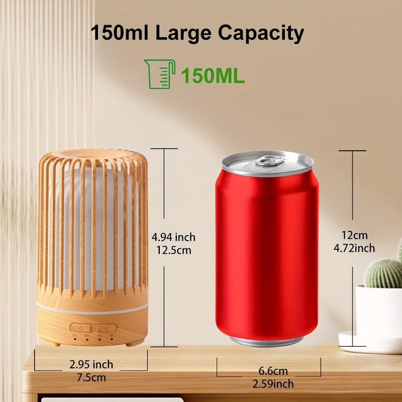 USB-Powered Aroma Diffuser with Soundwave Technology 7-Color LED Lights 150ml Capacity for Bedroom Office Yoga