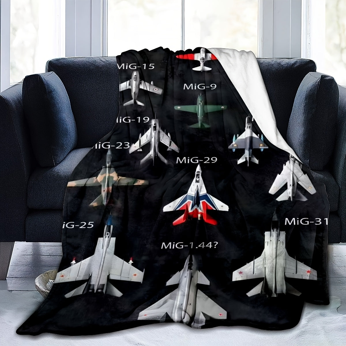 Military Jet Aircraft Print Flannel Fleece Throw Blanket All-Season Hypoallergenic Stain-Resistant Bedding