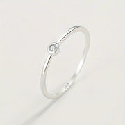 Sterling Silver Ring with Zirconia Inlay for Stacking and Gifts