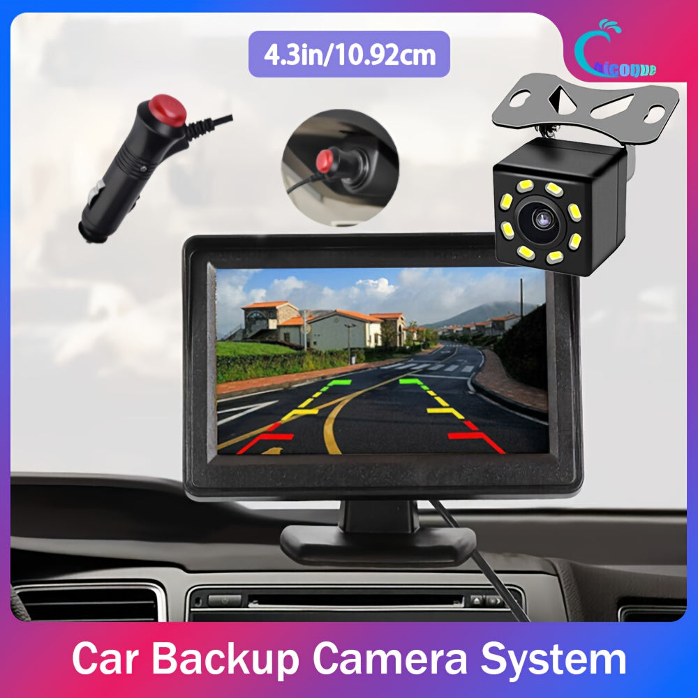 Avtomobil orqa kamera tizimi 4.3 dyuymli LCD HD kechqurun ko‘rish keng burchak