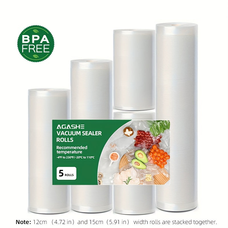 Yuqori sifatli BPA-siz vakuum yopishqoq paketlari rulolari oziq-ovqat saqlash, sous vide pishirish, muzlatish va katta miqdordagi taom tayyorlash uchun beshta o'lchovda mavjud. Turli oshxona va