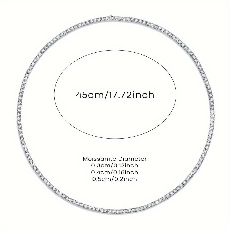 Sterling Silver Tennis Necklace with Moissanite Stones for Engagement and Gift