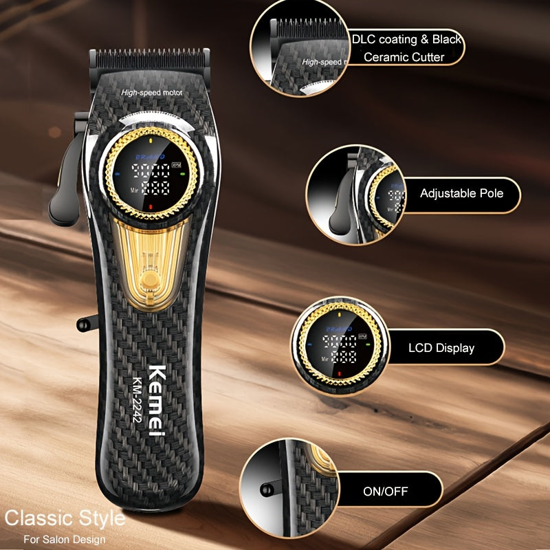 Cortapelos de alta gama KM-2242 con recortadora eléctrica y base de carga, herramienta profesional para cortes de cabello