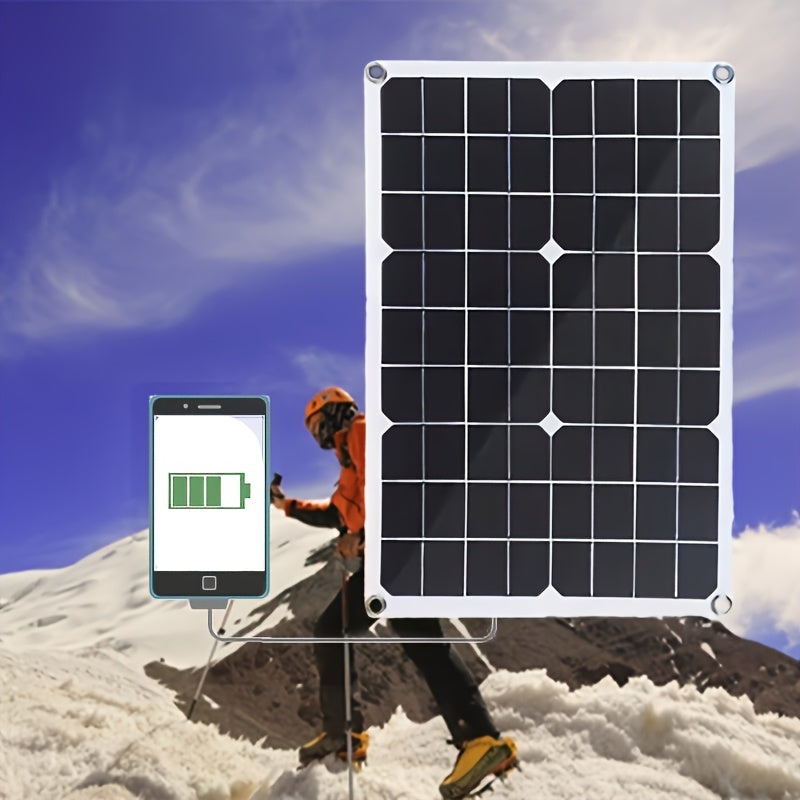 Cargador de panel solar plegable de 25W portátil de plástico blanco para camping, coche, motocicleta, emergencia