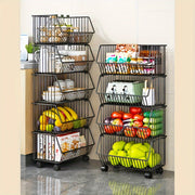 Metal Storage Cart with Wheels Multi-Tier Organizer for Condiments Toiletries Snacks and Fruits