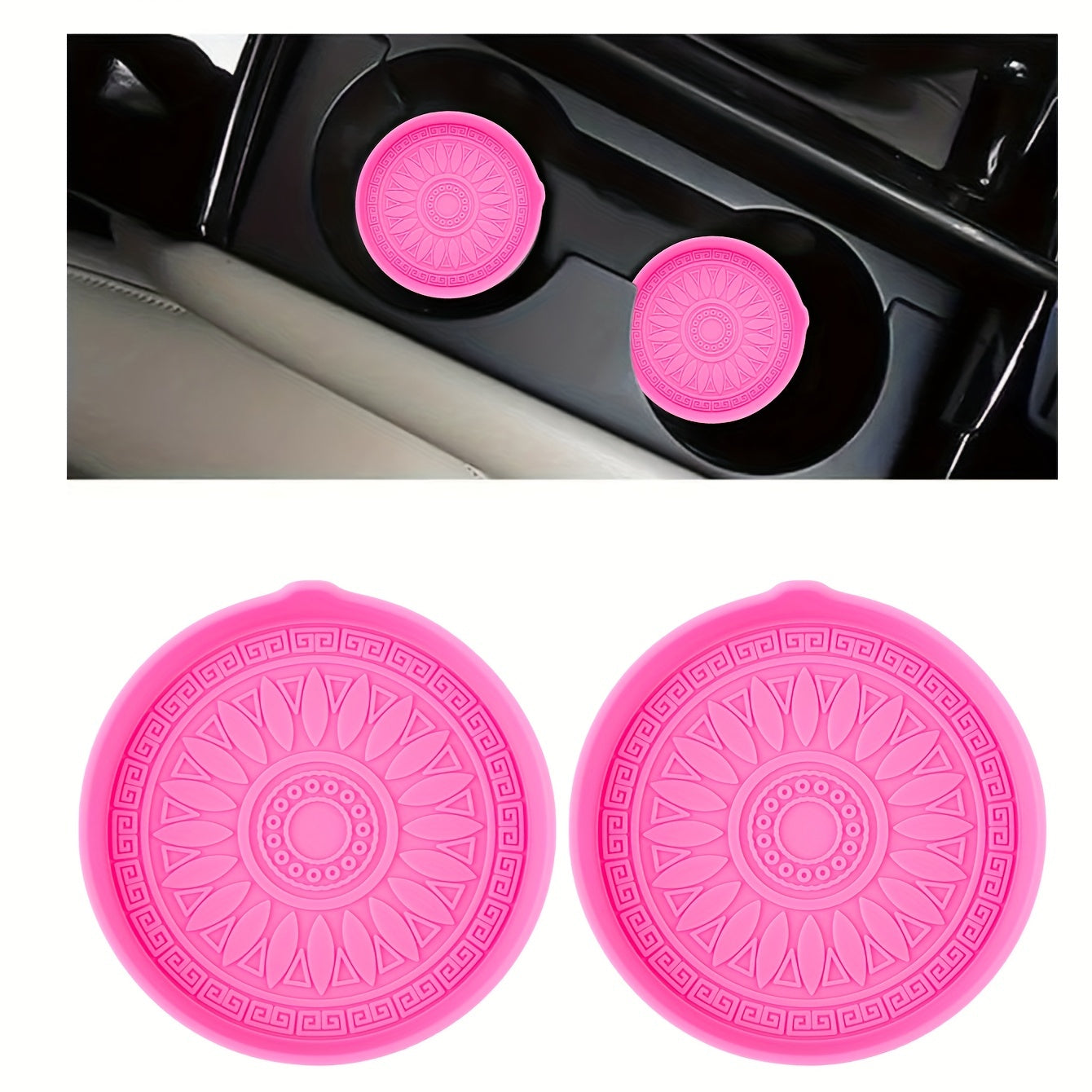 2pcs Car Interior Non-slip Heat Insulation Dust-proof Cup Holder Pad Universal