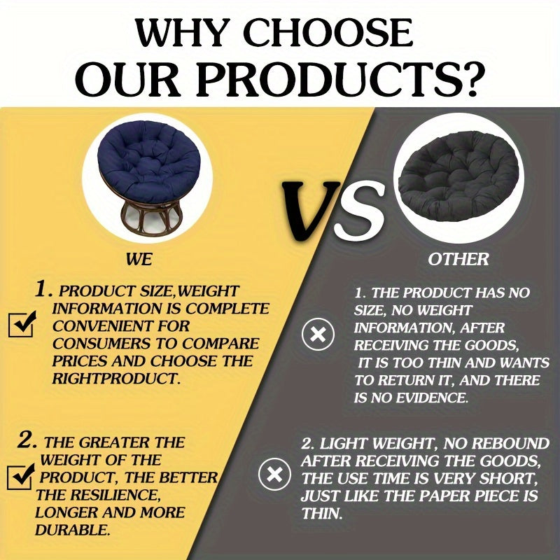 Oversized Round Seat Cushion with Fluffy Fill for Lounge Chairs 44 Inch