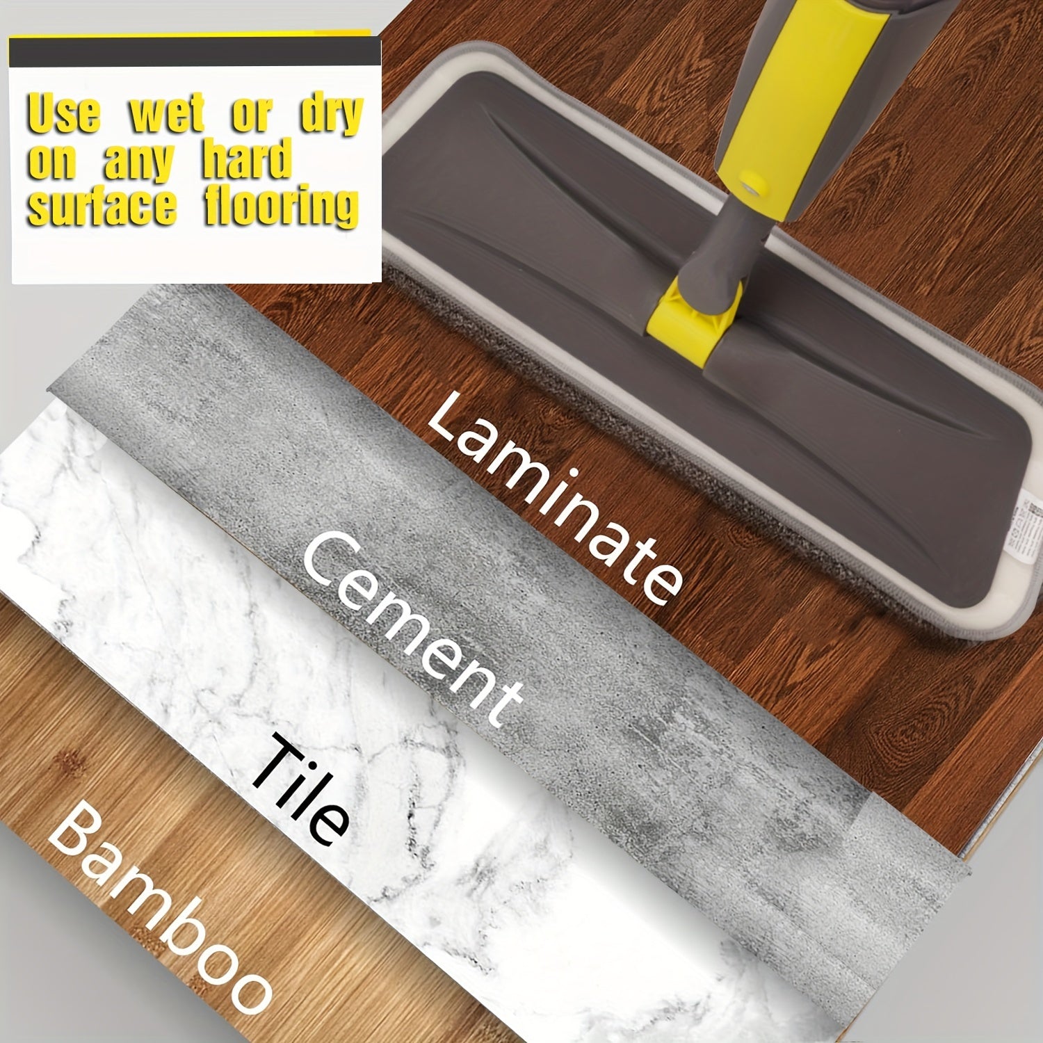 Mikrofiber chang'ich va ho'l spreyi mop, yog'och pol uchun, qayta ishlatiladigan yuviladigan padlar