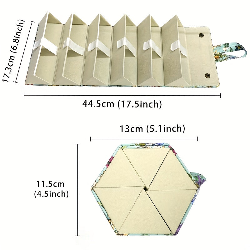 Travel Eyewear Organizer with 6 Slots Foldable Hanging Glasses Storage Box in Retro Floral Design