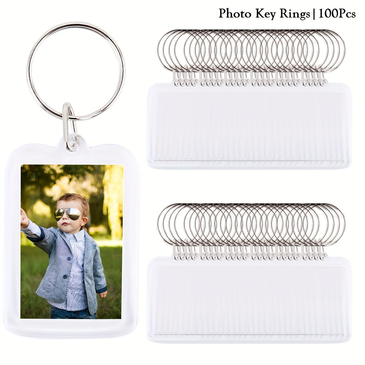 100 ta Akril Foto Kalitlar to'plami - Ochiq, Ikki tomonlama Rasm ushlagichlar, DIY hunarmandchilik va sovg'alar uchun bo'lak halqalar bilan