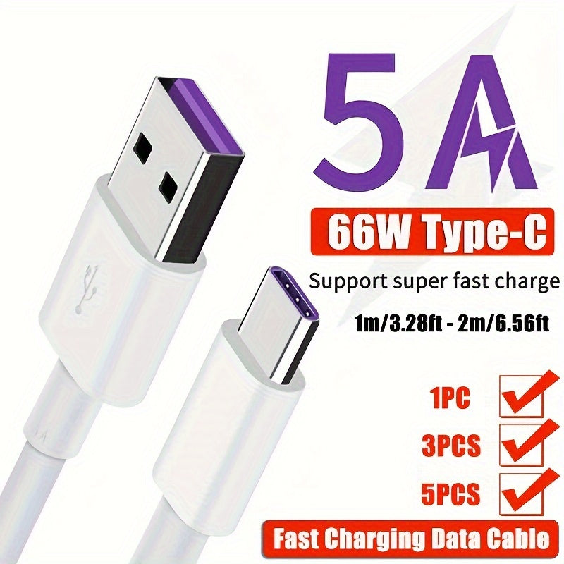 USB-C Fast Charging Data Cable 1-5 Pack 66W Compatible with Phones and Power Banks